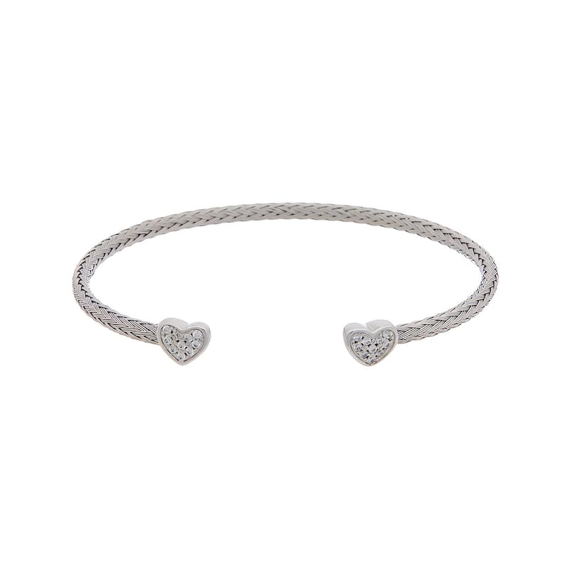 Juvell Gold Plated Cubic Zirconia Mesh Heart Cuff Bracelet