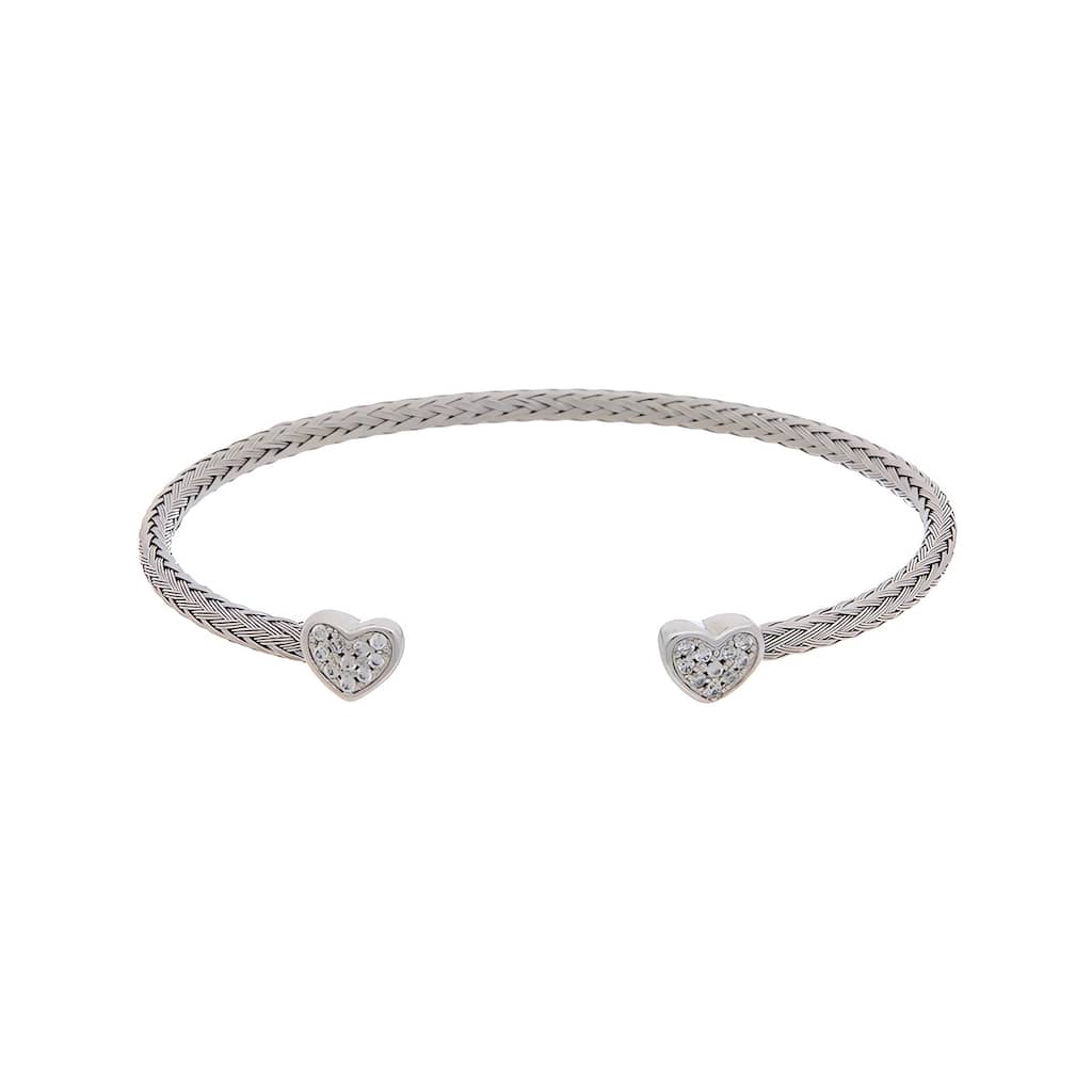 Juvell Gold Plated Cubic Zirconia Mesh Heart Cuff Bracelet