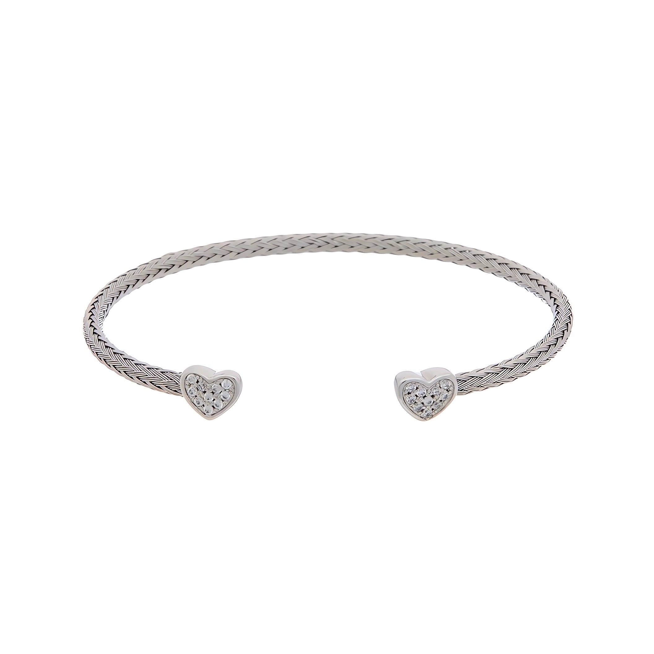 Juvell Gold Plated Cubic Zirconia Mesh Heart Cuff Bracelet
