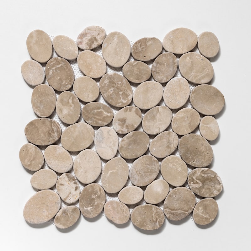 Coin Marble 11 in. x 11 in. Marble Mesh-Mounted Mosaic Wall and Floor Tile
