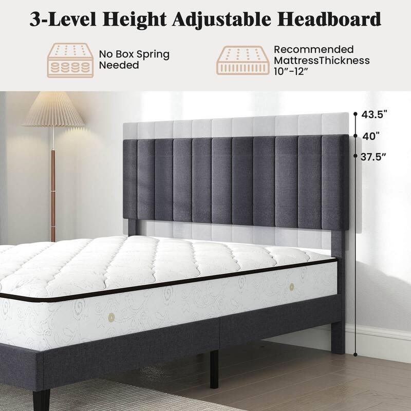 Costway Twin/Full/Queen Size Bed Frame with Height Adjustable Vertical