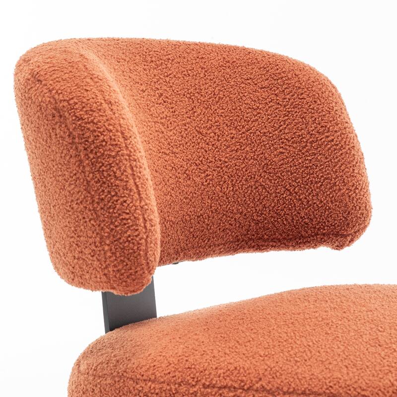 SEYNAR Modern Armless Faux Sherpa Accent Chair with Metal Legs Set of 2