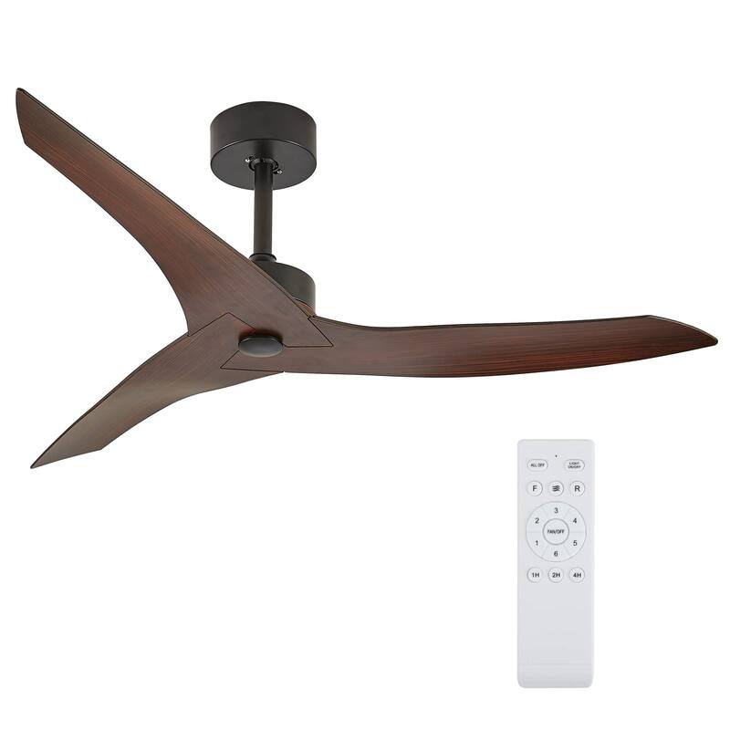 Quiet & Reversible Ceiling Fan Without Light with Remote Control, Farmhouse 52" Ceiling Fan 6-speed 3 ABS Blades Fan