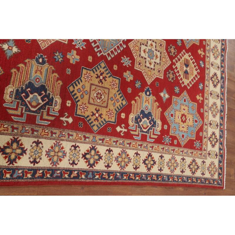Red Traditional Kazak Area Rug Handmade Wool Carpet - 5'6" x 7'7"