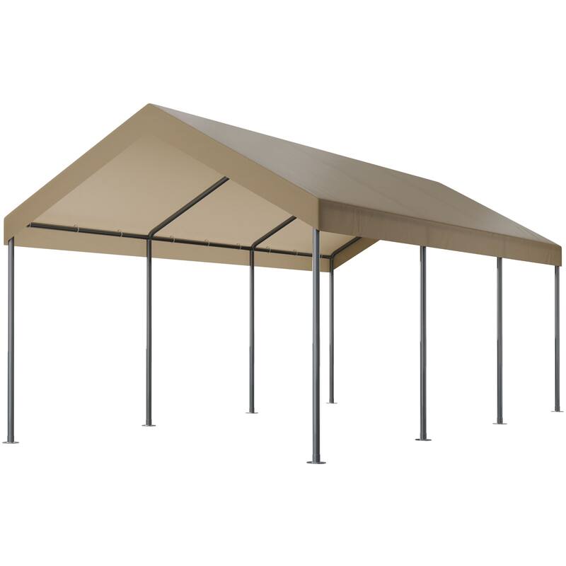 Futzca 10x20ft Heavy Duty Carport with UV Resistant Canopy - N/A