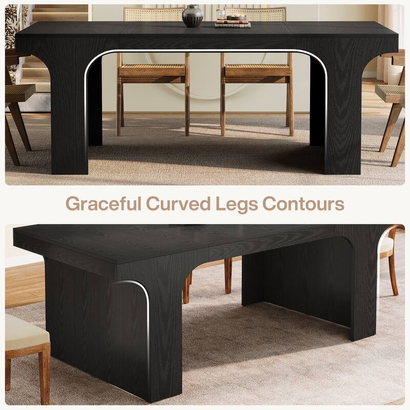 71" Large Wood Dining Table, Rectangular Kitchen Table, Dinner Accent Gathering Table