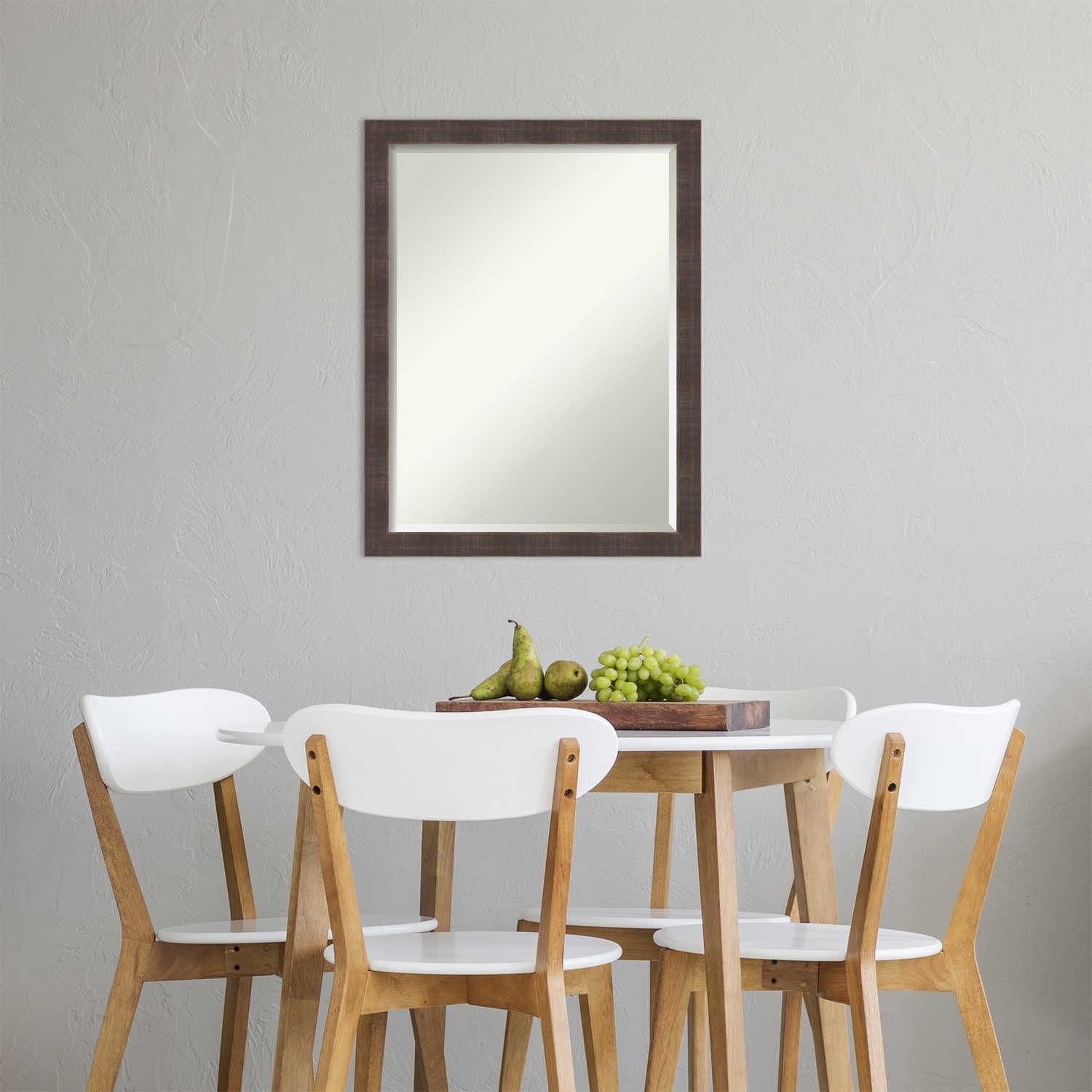как выглядит Beveled Wood Wall Mirror - Whiskey Brown Rustic Frame Whiskey Brown Rustic Outer фото