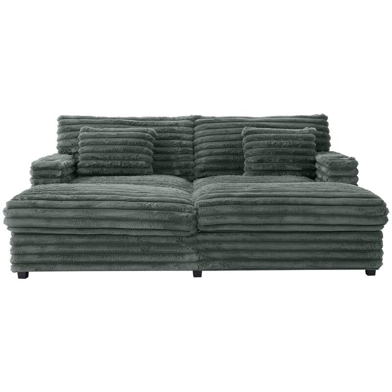 Oversized Double Chaise Lounge Sofa 83.5" Sofa Bed Cloud Couch Plush With Two Supportive Pillows,Usb Ports And Cup Holders