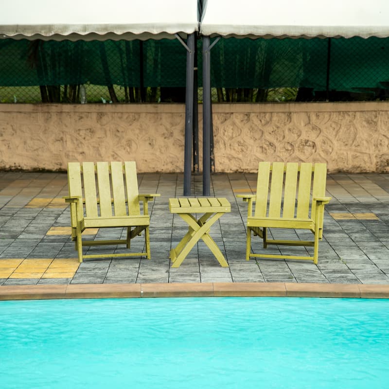 Amalfi Fully Assembled All-Weather Outdoor Folding Modern Adirondack Chair and Table Set - 3-piece - Yellow