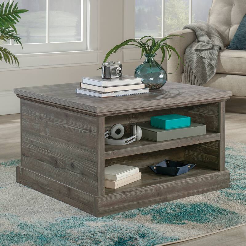 Rustic Brown Side Table with Storage Drawer and Adjustable Shelf 32 Inch Long