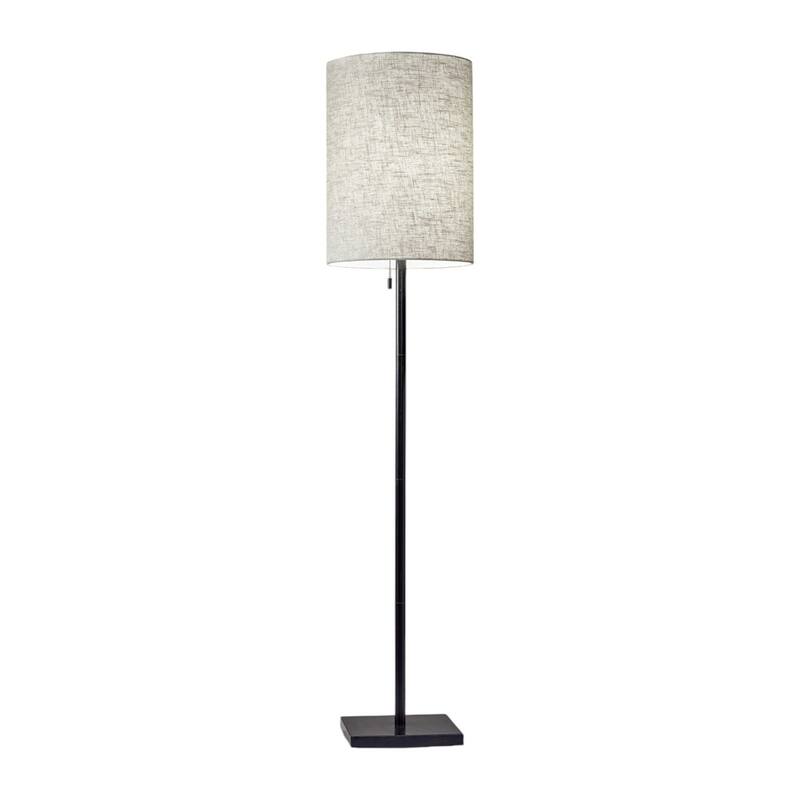 HomeRoots 61" Brass Metal Floor Lamp With White Fabric Cylinder Shade - 13" W x 13" D x 60.5" H