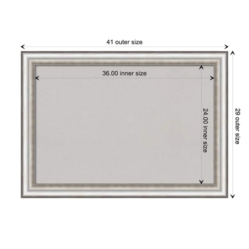 Salon Silver Framed Grey Corkboard Bulletin Board - Board Size 36x24