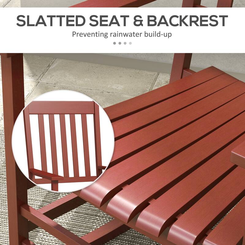Outsunny Outdoor Rocking Chair Set Of 2 (Excluding the table) - Red