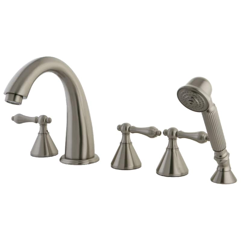 Roman 5-Hole Deck Mount Roman Tub Faucet with Hand Shower in Brushed Nickel - Brushed Nickel