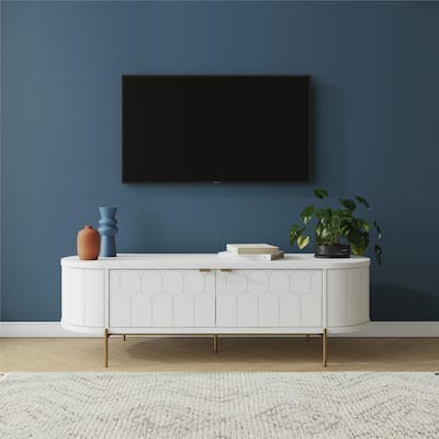 CosmoLiving by Cosmopolitan Anastasia Modern Scalloped Oval TV Stand - Up to 65"