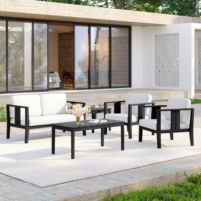 5-Piece Casual Outdoor Patio Furniture Set In Solid Teak Wood