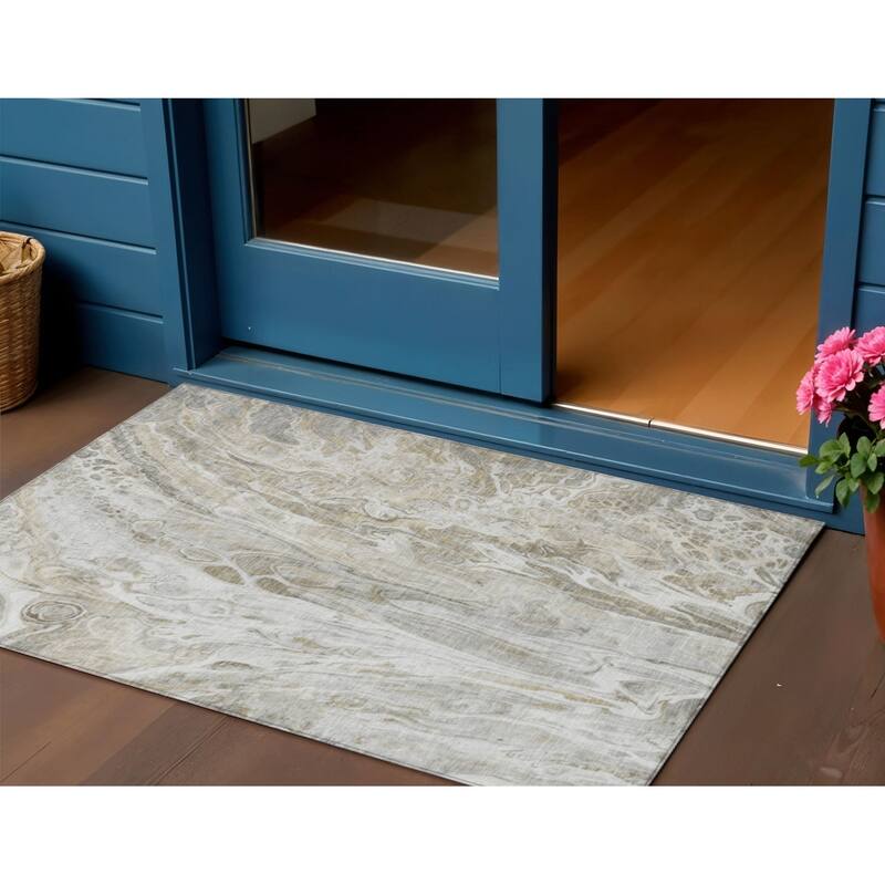 HomeRoots Abstract Contemporary Rectangle Outdoor Rug - 3' x 5'