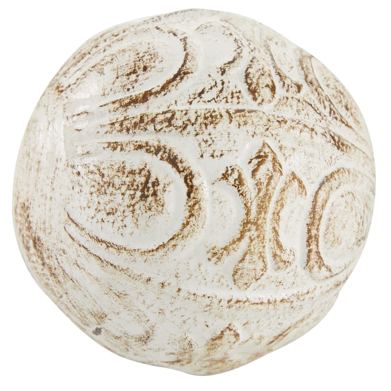 Ceramic Handmade Carved Decorative Ball Orbs & Vase Filler with Varying Patterns - Set of 4 White - Roche River Décor.