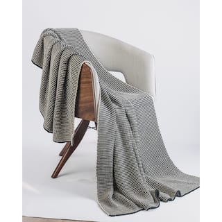 Casey Dark Grey Cotton Throw Blanket