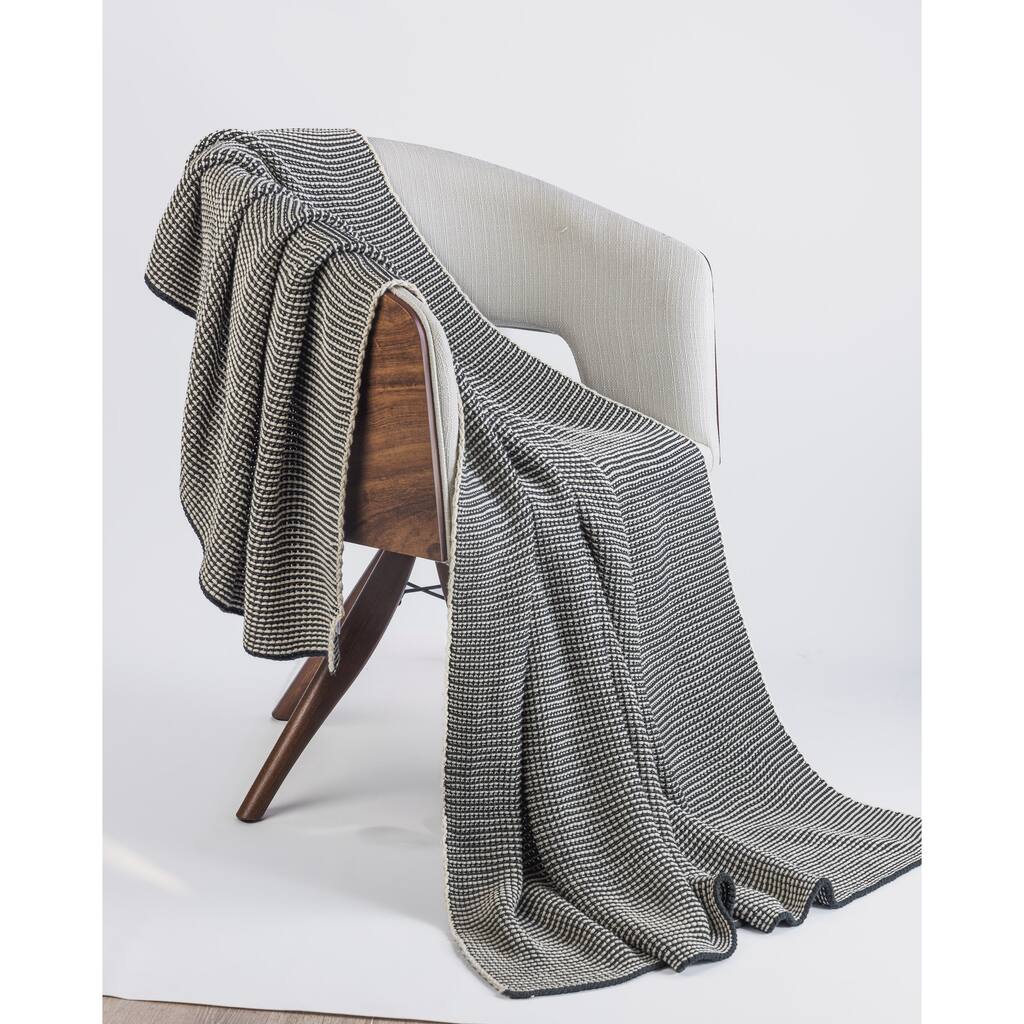 Casey Dark Grey Cotton Throw Blanket