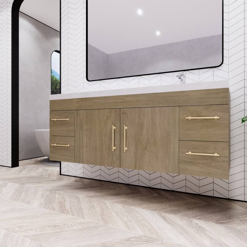 Eliza 60'' Wall Mounted Vanity with Single Sink on the Right