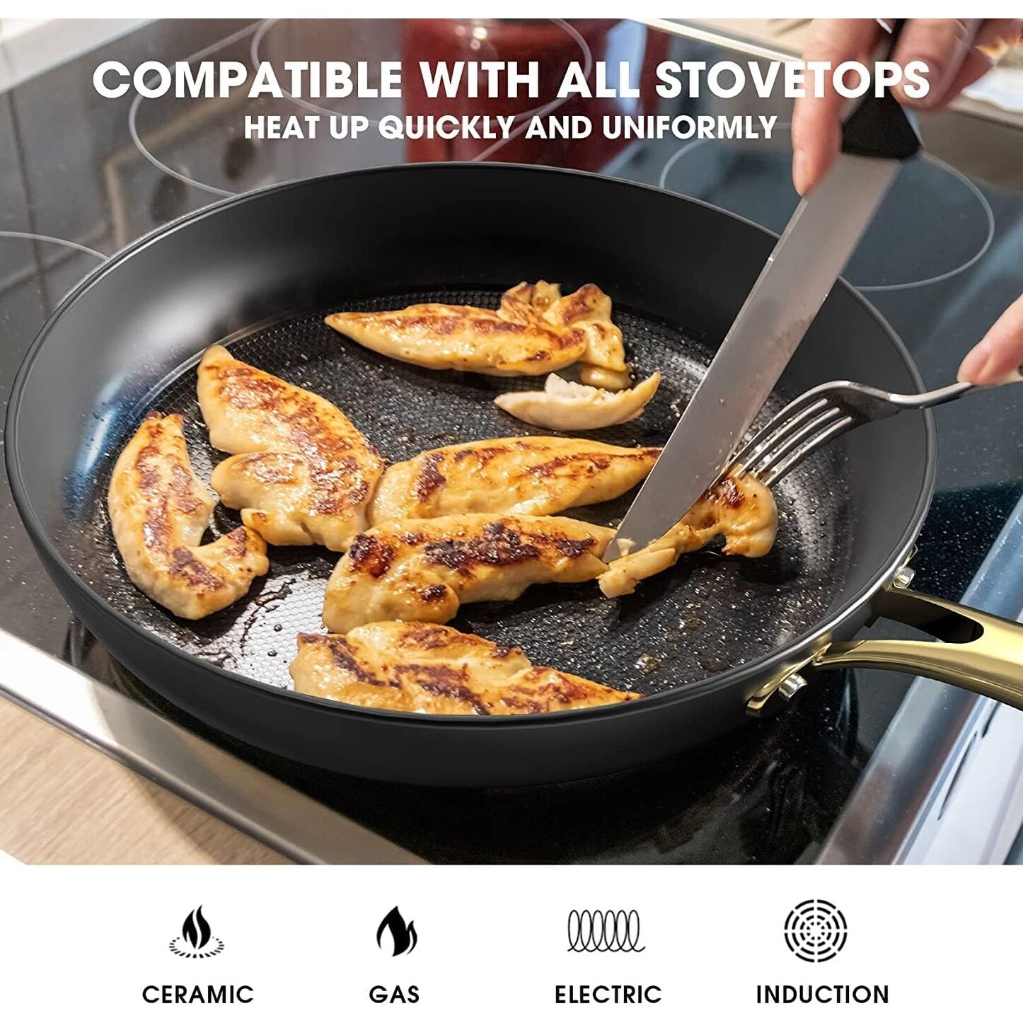 imarku Cast Iron Skillets 12 Inch Cast Iron Pan Professional Non Stick Frying Pans Long Lasting Stay Cool Handle Easy Clean Black