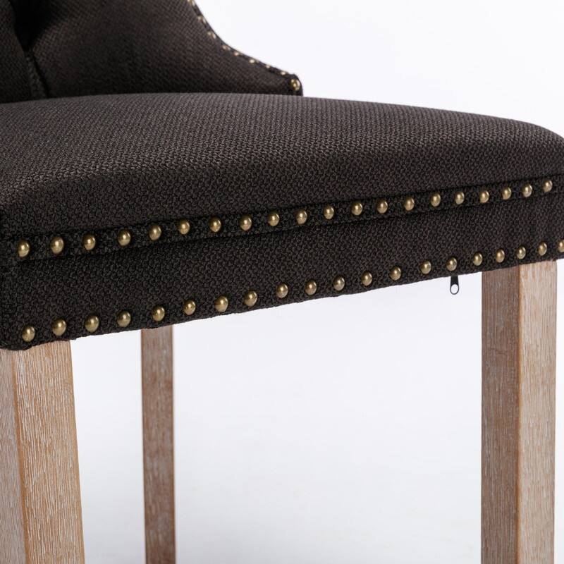 Nikki Collection Modern, High-end Tufted Solid Wood Dining Chair with Wood Legs Nailhead Trim 2-Pcs Set