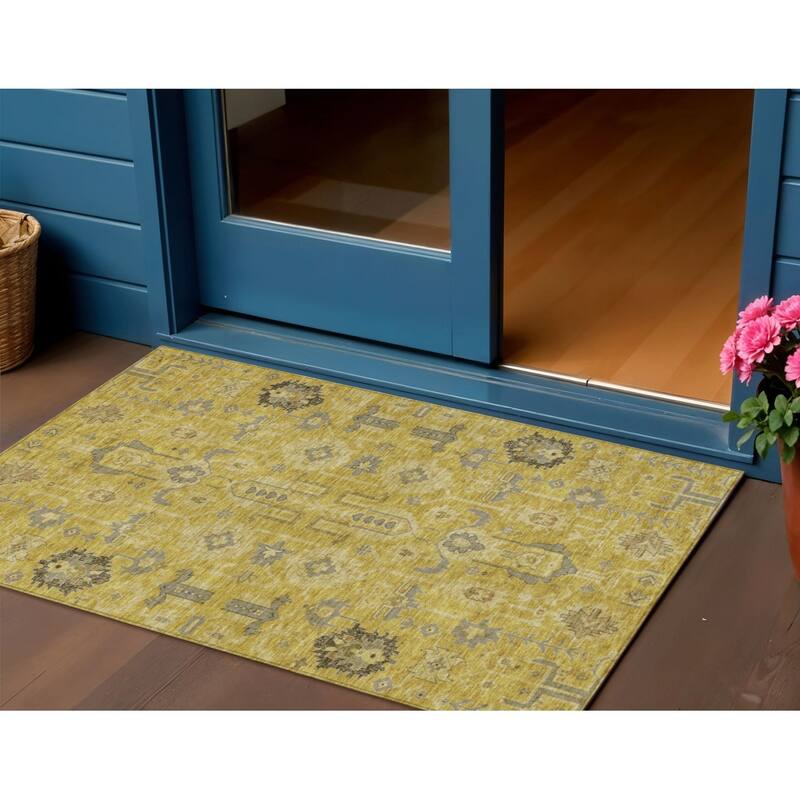 HomeRoots Oriental Traditional Rectangle Outdoor Rug - 3' x 5'