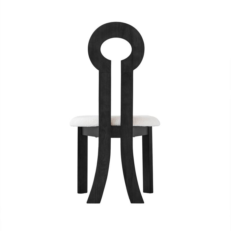 Modern Berber Fleece Upholstered Dining Chair Solid Wood Dining Chair ( Set of 2)