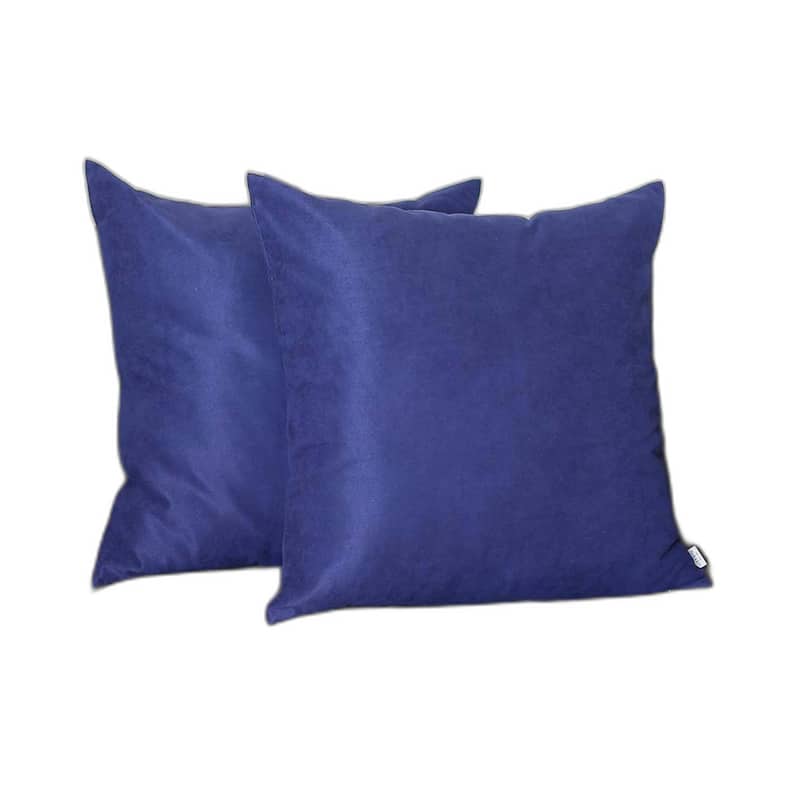 HomeRoots Set Of Two 22" X 22" Navy Blue Polyester Zippered Pillow Cover