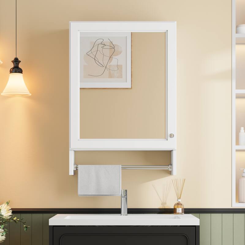 3-in-1 Bathroom Mirror Cabinet - White