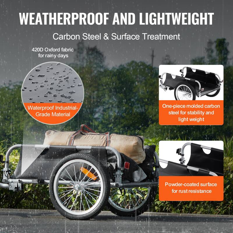 Bike Cargo Trailer, Heavy-Duty Bicycle Wagon Cart, Foldable Compact Storage & Quick Release with Universal Hitch