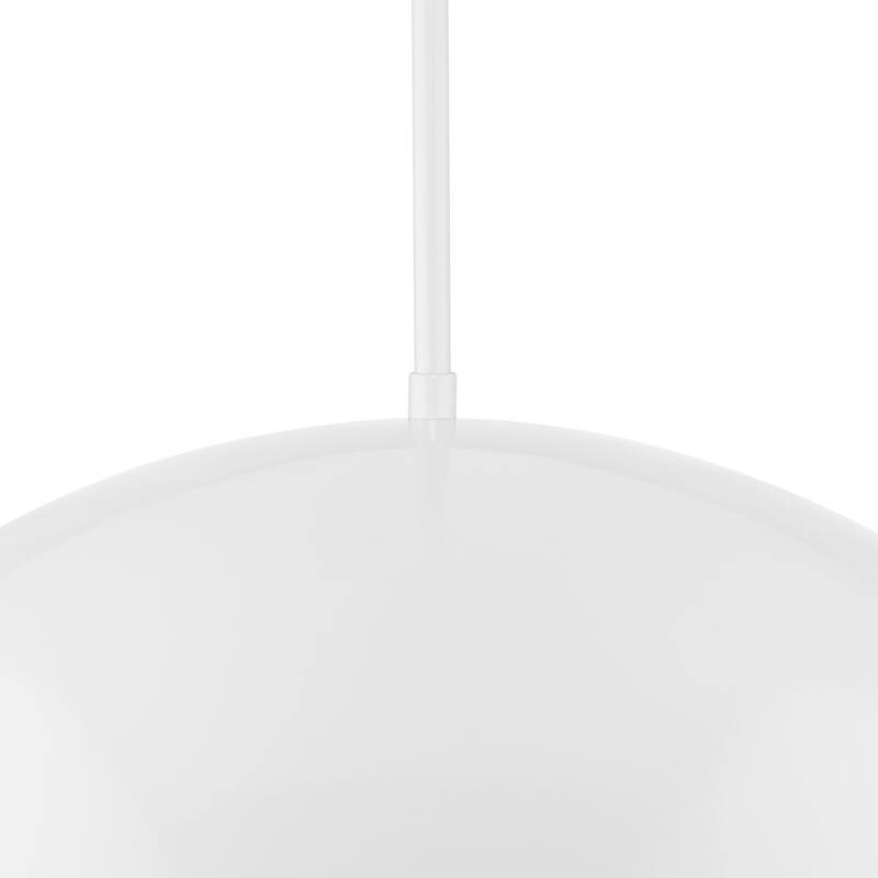Perimeter Collection One-Light White Mid-Century Modern Pendant with metal Shade - 23.62 in x 23.62 in x 12.5 in