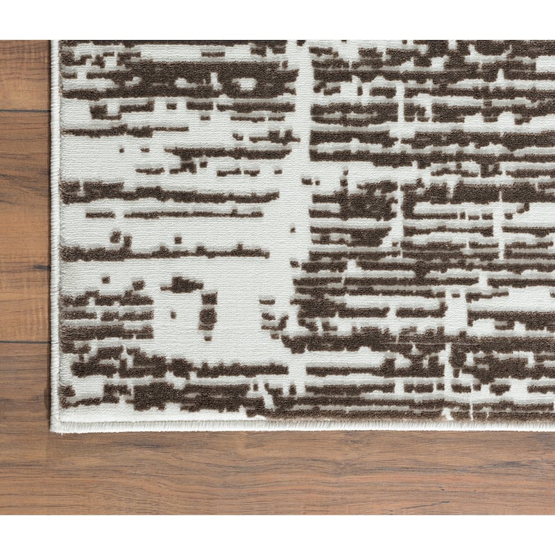 Abani Aspen Collection Contemporary Beige Grid Area Rug