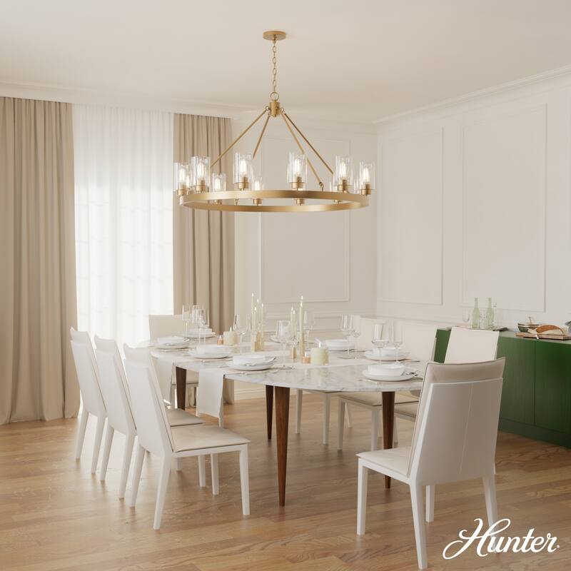 Hunter Hartland Wagon Wheel Chandelier - Dining Room, Kitchen, Entry - Modern Farmhouse, Industrial