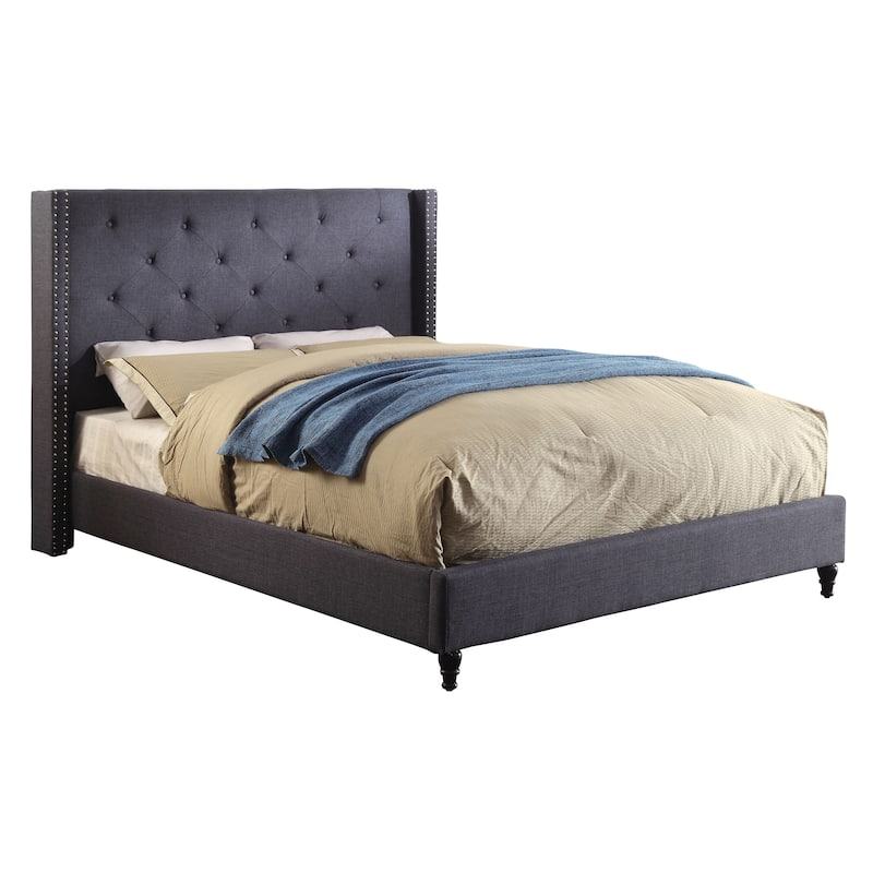 Furniture of America Ralen Modern Tufted Fabric Wingback Platform Bed