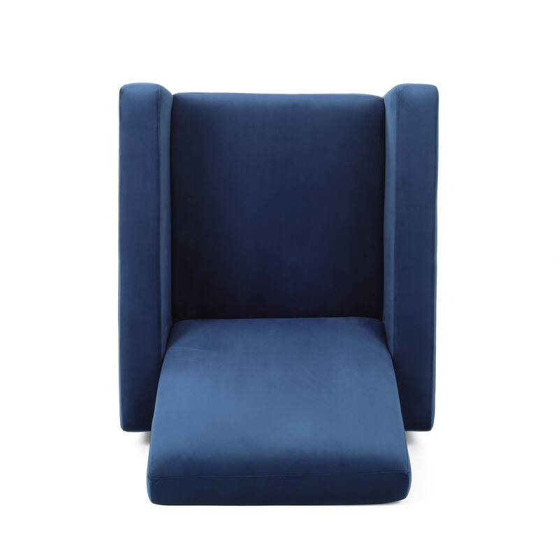 Modern Velvet Upholstered Push-Back Recliner with Footrest and Stainless Steel Legs