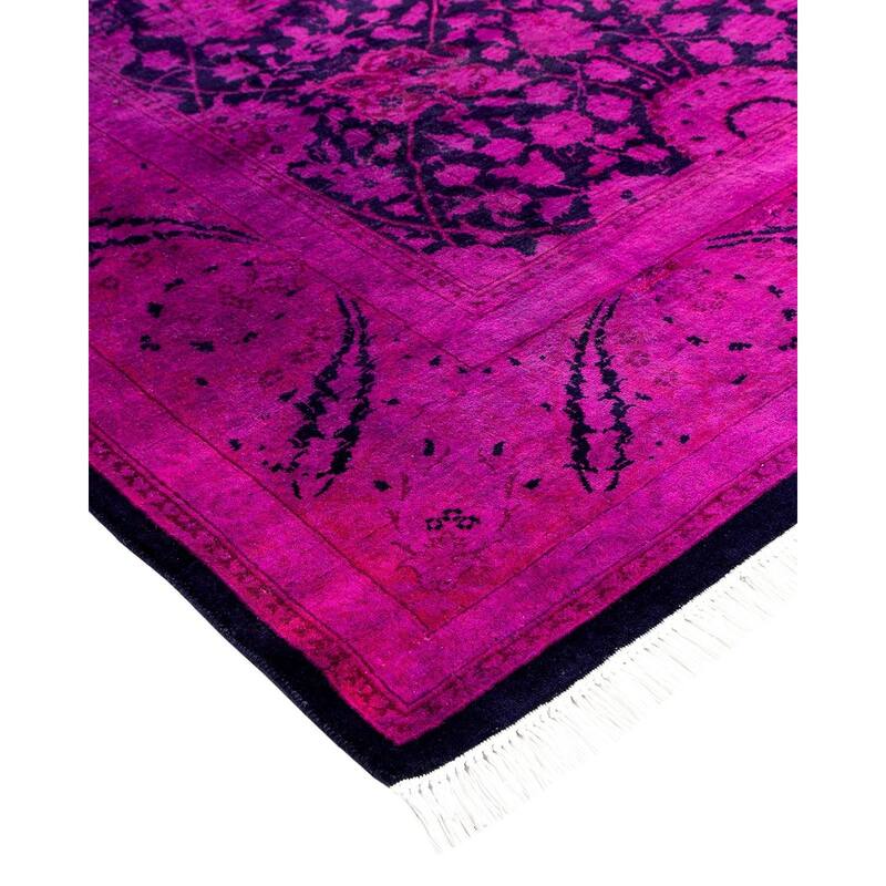 Overton Hand Knotted Wool Vintage Inspired Modern Contemporary Overdyed Purple Area Rug - 6' 2" x 9' 2"