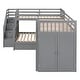 preview thumbnail 18 of 30, Twin-Twin over Full L-Shaped Bunk Bed With 3 Drawers, Portable Desk and Wardrobe