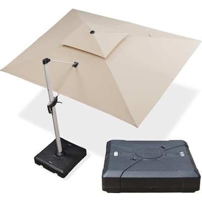 PURPLE LEAF Double Top 9x11/10x12/10x13ft Rectangle Umbrella Large Cantilever Outdoor Classic Umbrella with Base