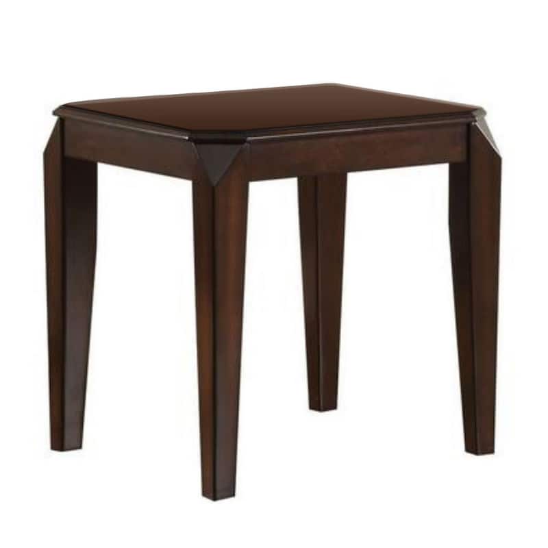 22.5 Inch Wood End Table with Beveled Tapered Legs, Brown - 22.5 H x 23 W x 23 L Inches - Brown