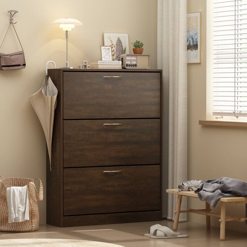Home Modern 3 Drawer Shoe Cabinet 3-Tier Shoe Rack Storage Organizer