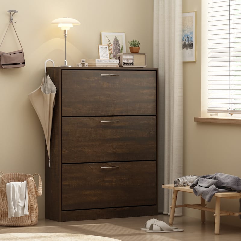 Shoe Cabinet for Entryway White Narrow Shoe Storage Cabinet Flip Down