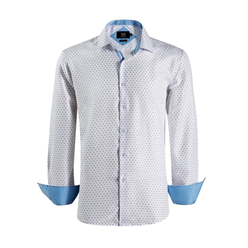 Elie Balleh Men's White Ditsy Print Slim Fit Shirt