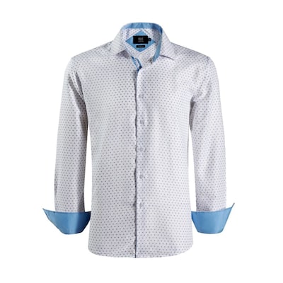 Elie Balleh Men's White Ditsy Print Slim Fit Shirt