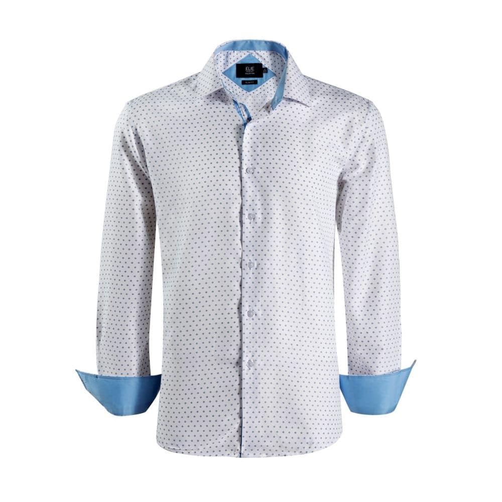 Elie Balleh Men's White Ditsy Print Slim Fit Shirt