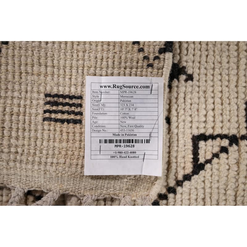 All-Over Abstract Moroccan Oriental Rug Hand-Knotted Wool Carpet - 7'8"x 10'7"