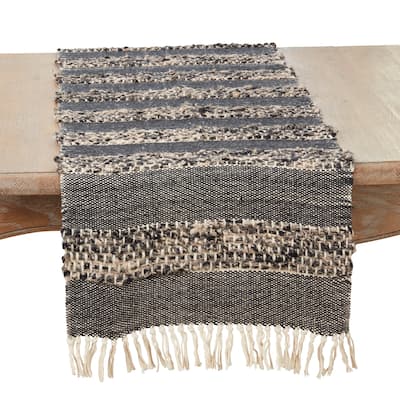 Tassel Trimmed Stripes Table Runner - 16"x72"