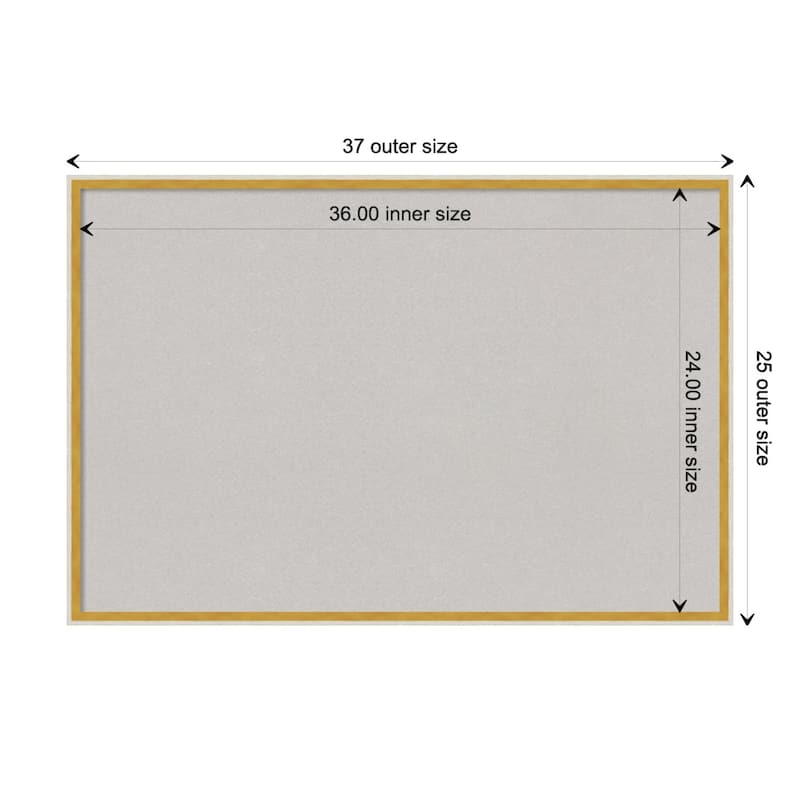 Paige Wood Framed Grey Corkboard Bulletin Board - Paige White Gold - Board Size 36x24