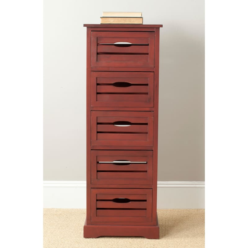 SAFAVIEH Sarina Red Storage 5-Drawer Cabinet - 16.5" x 12.6" x 46.5"